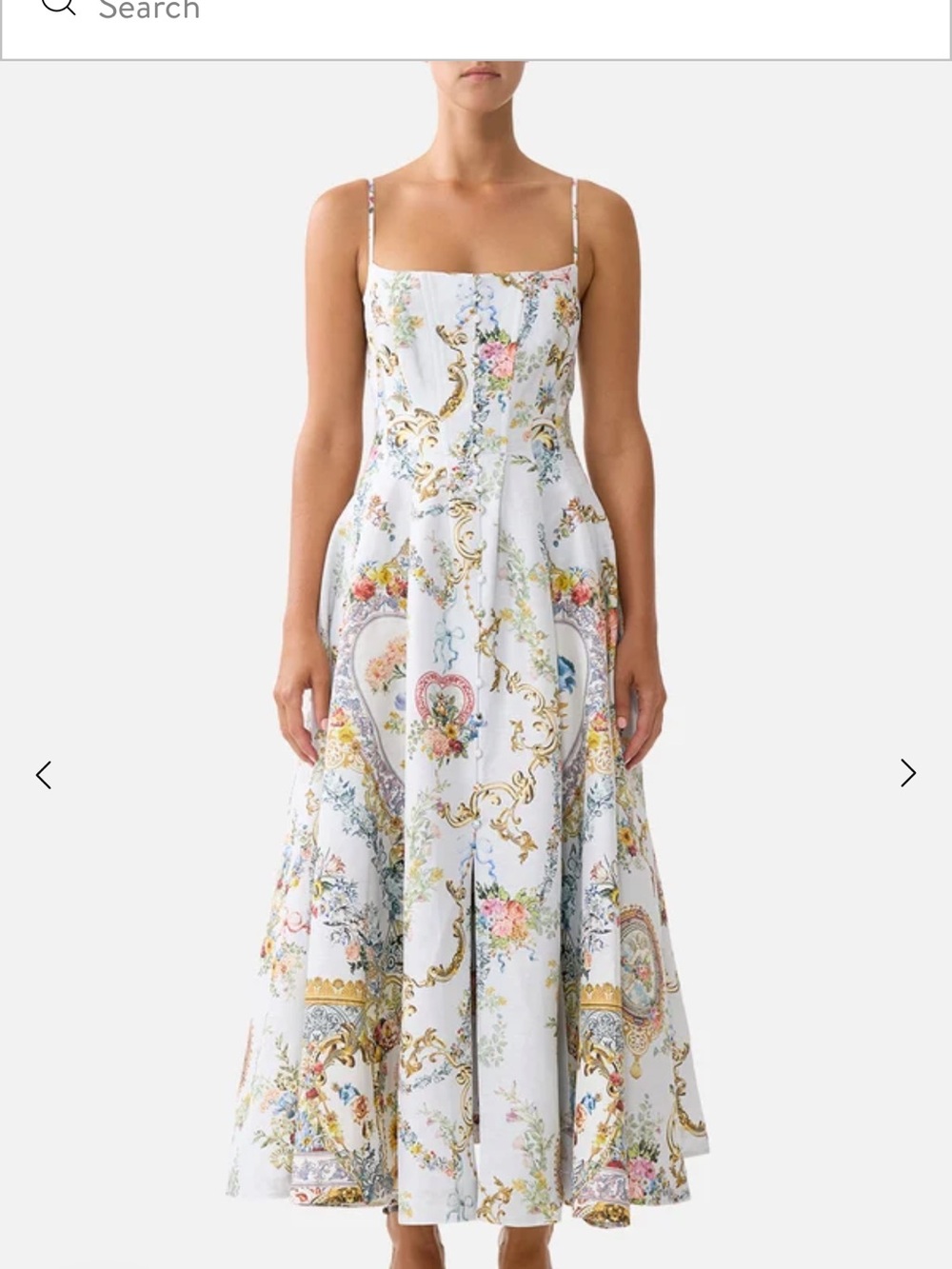 Camilla White Floral-Print Midi Dress with Spaghetti Straps - Picture 8 of 15